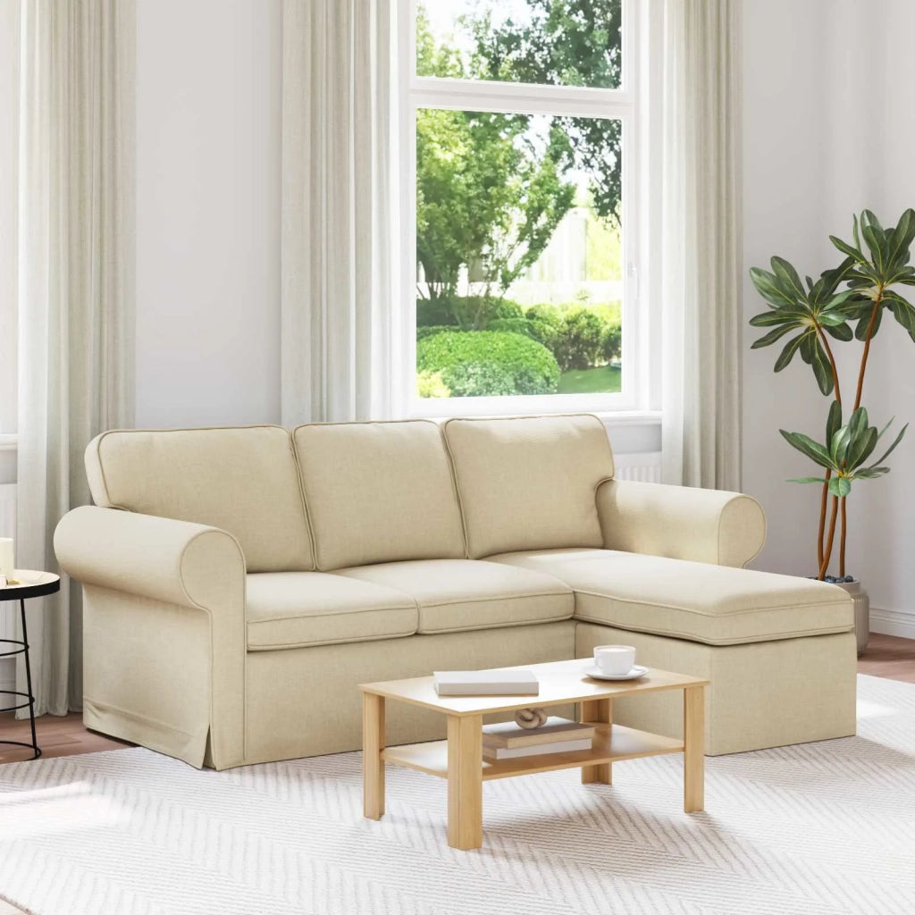 Divano Crema 215 x 138 x 80 cm Tessuto