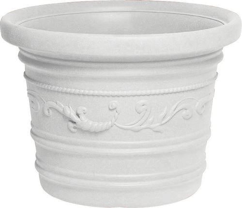 VASO TONDO FESTONATO Ø 60 cm Colore BIANCO in Resina con doppio BORDO