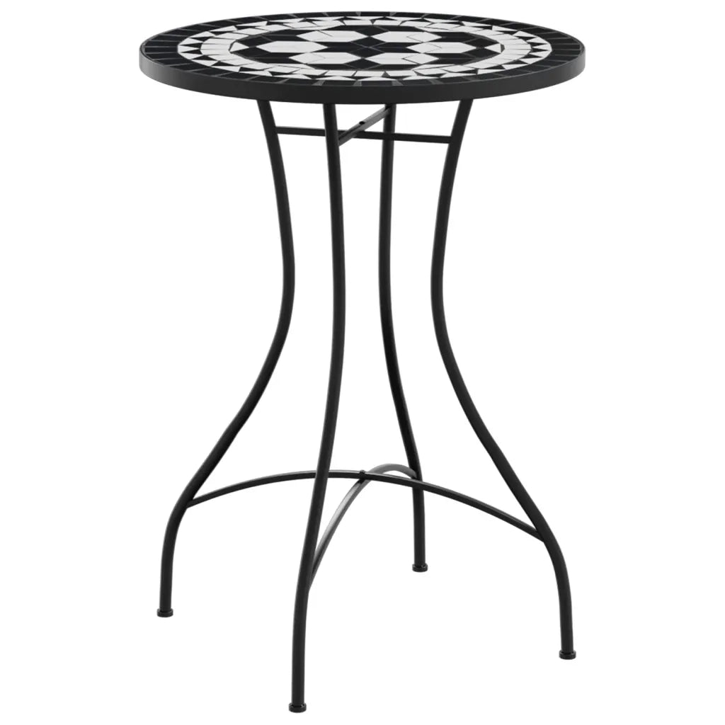 Tavolino da Bistrot con Mosaico Nero e Bianco Ã˜50x70cm Ceramica
