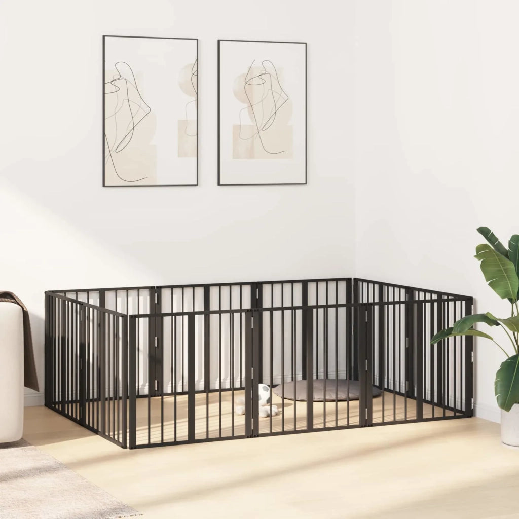 Cancello per cani 10 pcs Nero 60 x 60 cm Acciaio zincato 892023