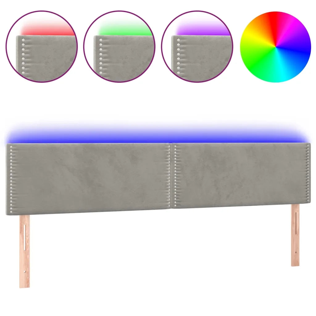 Testiera a LED-Testata con LED Grigio Chiaro 200x5x78/88 cm in Velluto 211062