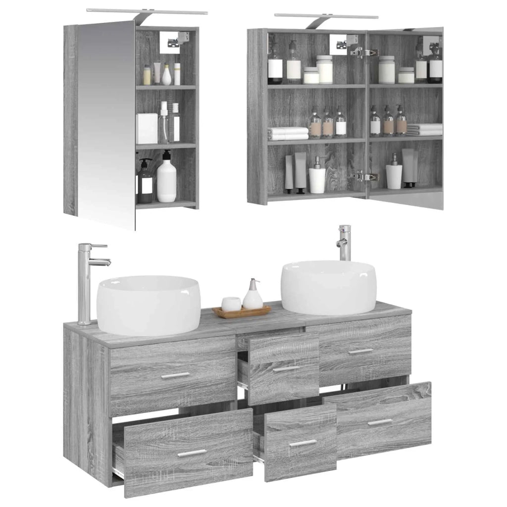 Set di mobili per il bagno 5 pcs Sonoma grigio 3407036