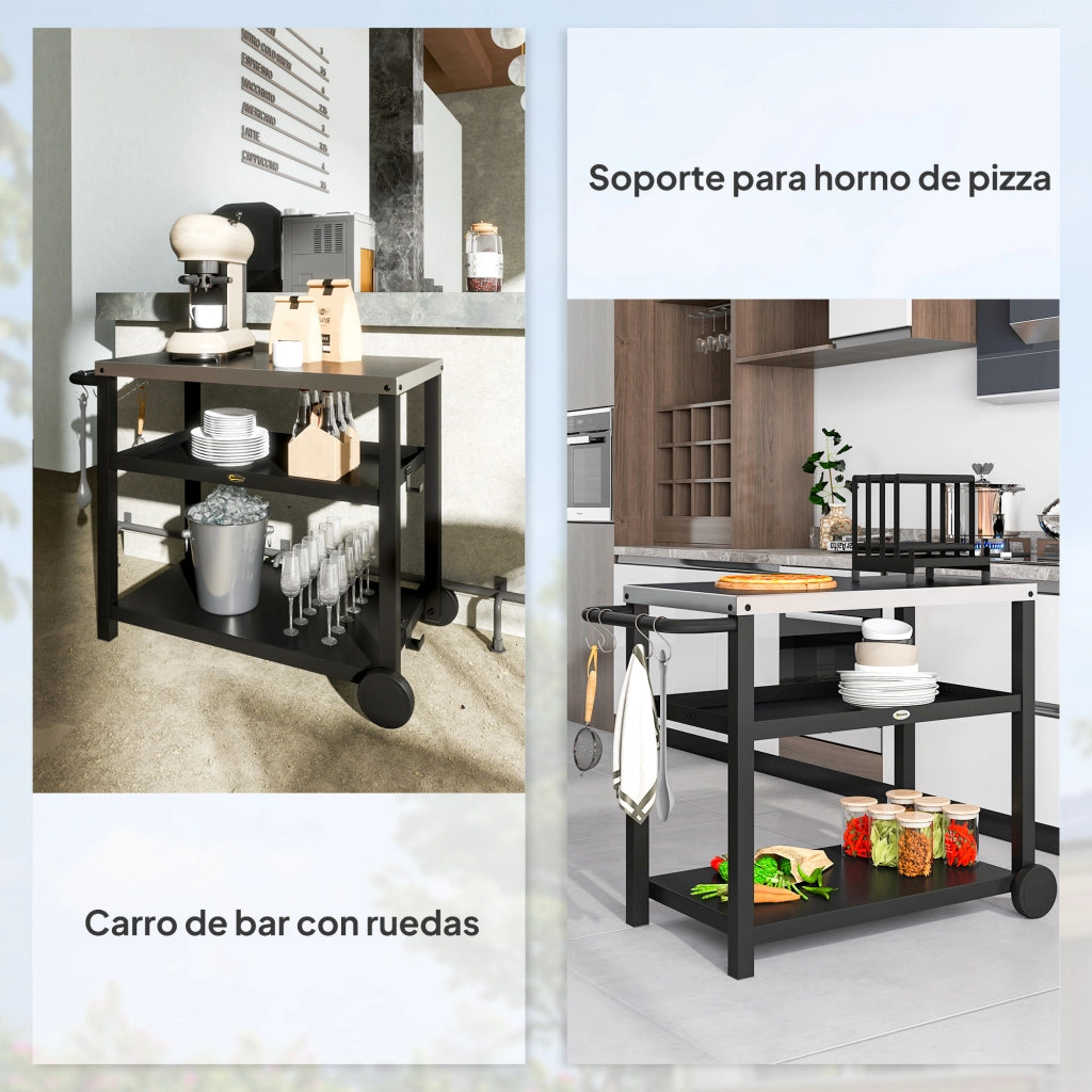 Carrello Servizio BBQ ¨C Zephmum ¨C Grigio 102x50x81 cm