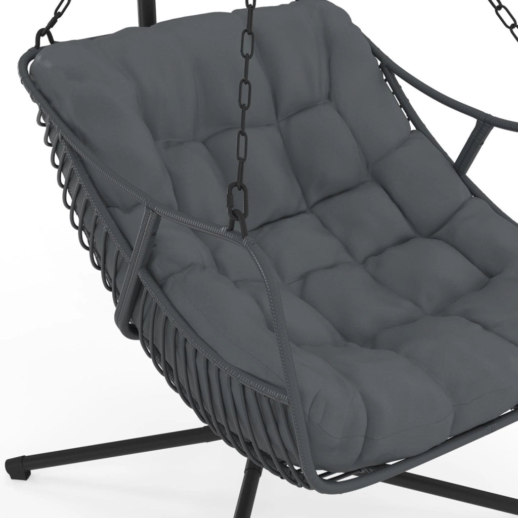 LOA reclinabile in Rattan Grigio Traforato con Cuscino Grigio