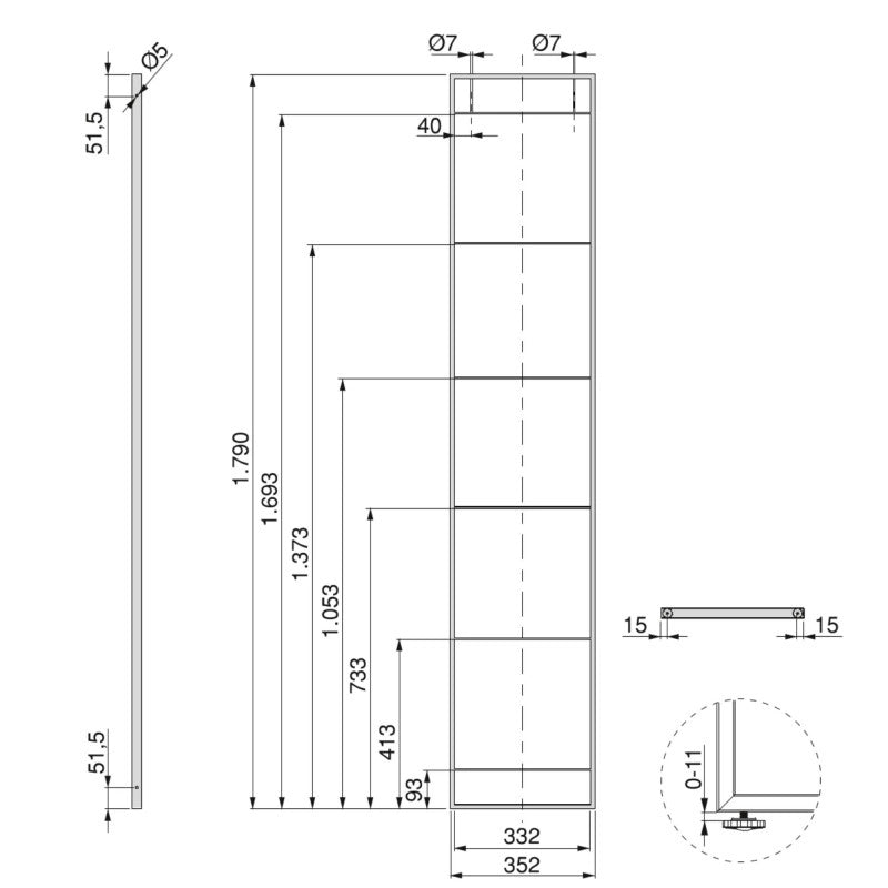 Multipresa estraibile Vertikal, 3 prese Schuko, 2 USB tipo A, Tecnoplastica e Alluminio, Verniciato bianco