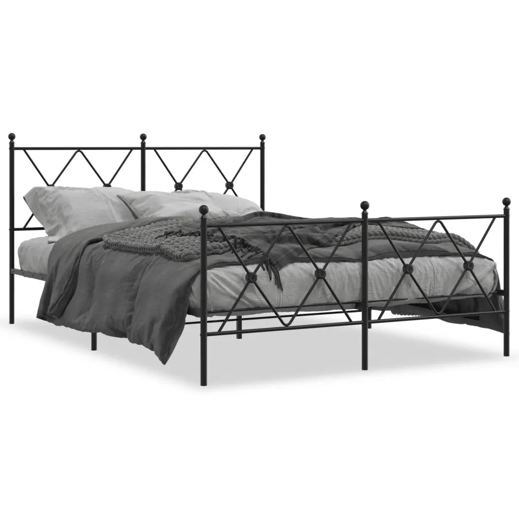 Giroletto con Testiera e Pediera-Struttura letto con testiera Metallo Nero 140x190 cm