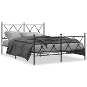 Giroletto con Testiera e Pediera-Struttura letto con testiera Metallo Nero 140x190 cm