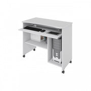 Portacomputer Bianco con ruote in legno nobilitato H.76x93 x48,5 cm