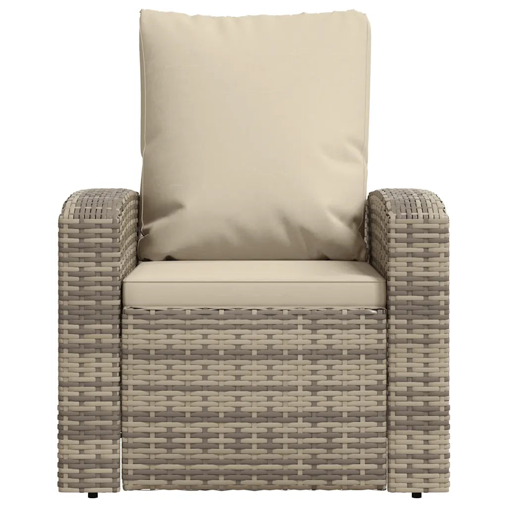 Poltrona Reclinabile Giardino Cuscini Marrone Chiaro Polyrattan 364103