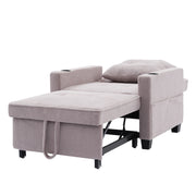 Poltrona letto 3 in 1 con USB; portabicchieri e tasca laterale in legno e metallo grigio