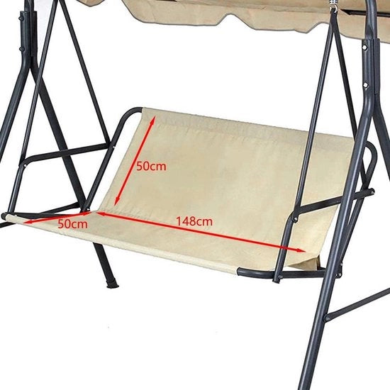 Hoes di ricambio per schiocco, materiale impermeabile 600D Oxford, hoes per schiocco da giardino per esterno 2- e 3-posti, dimensioni 148 x 50 x 50 cm, colore beige