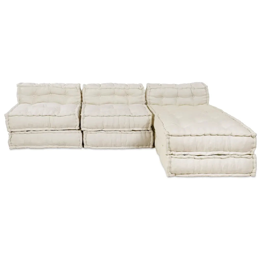 Unità di Divano Modulare 4 pcs Crema Tessuto 3315064