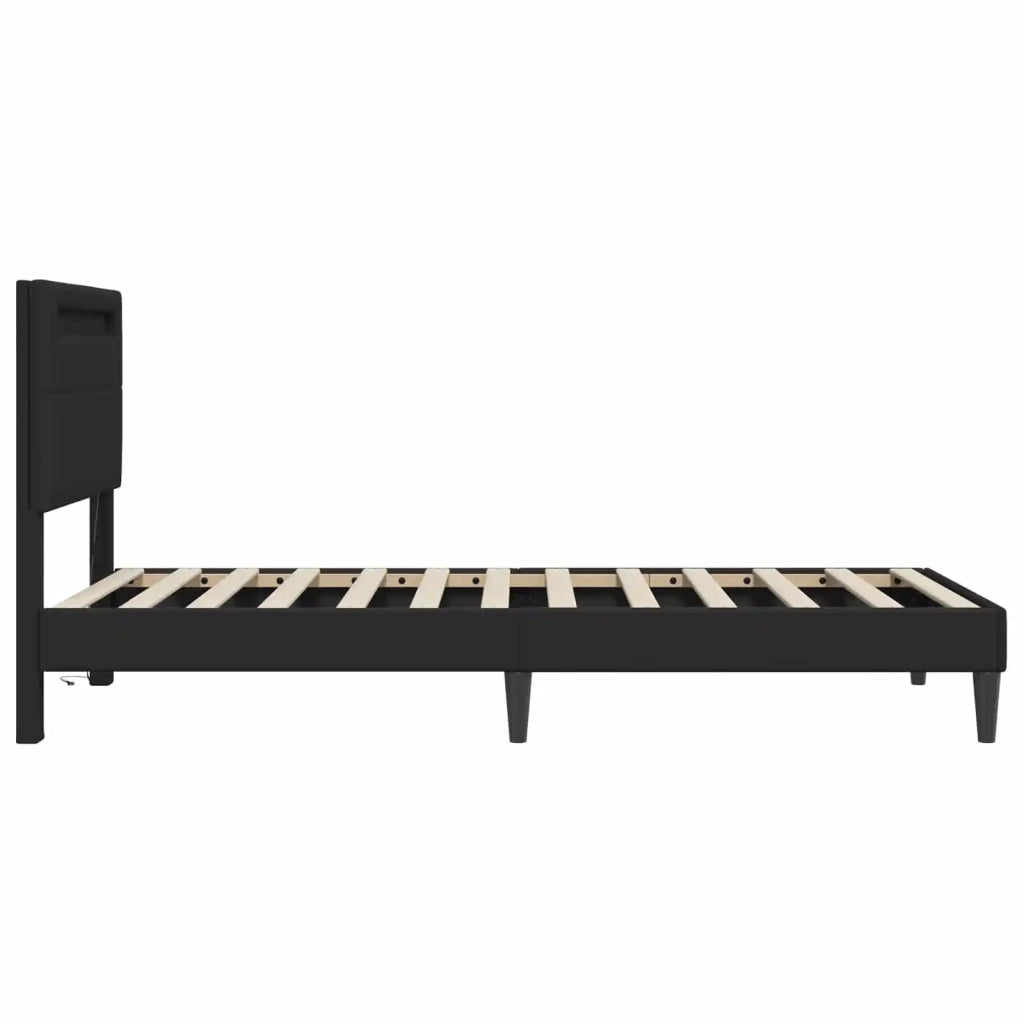Struttura del letto con strisce LED Nero 80 x 200 cm Similpelle 42028004