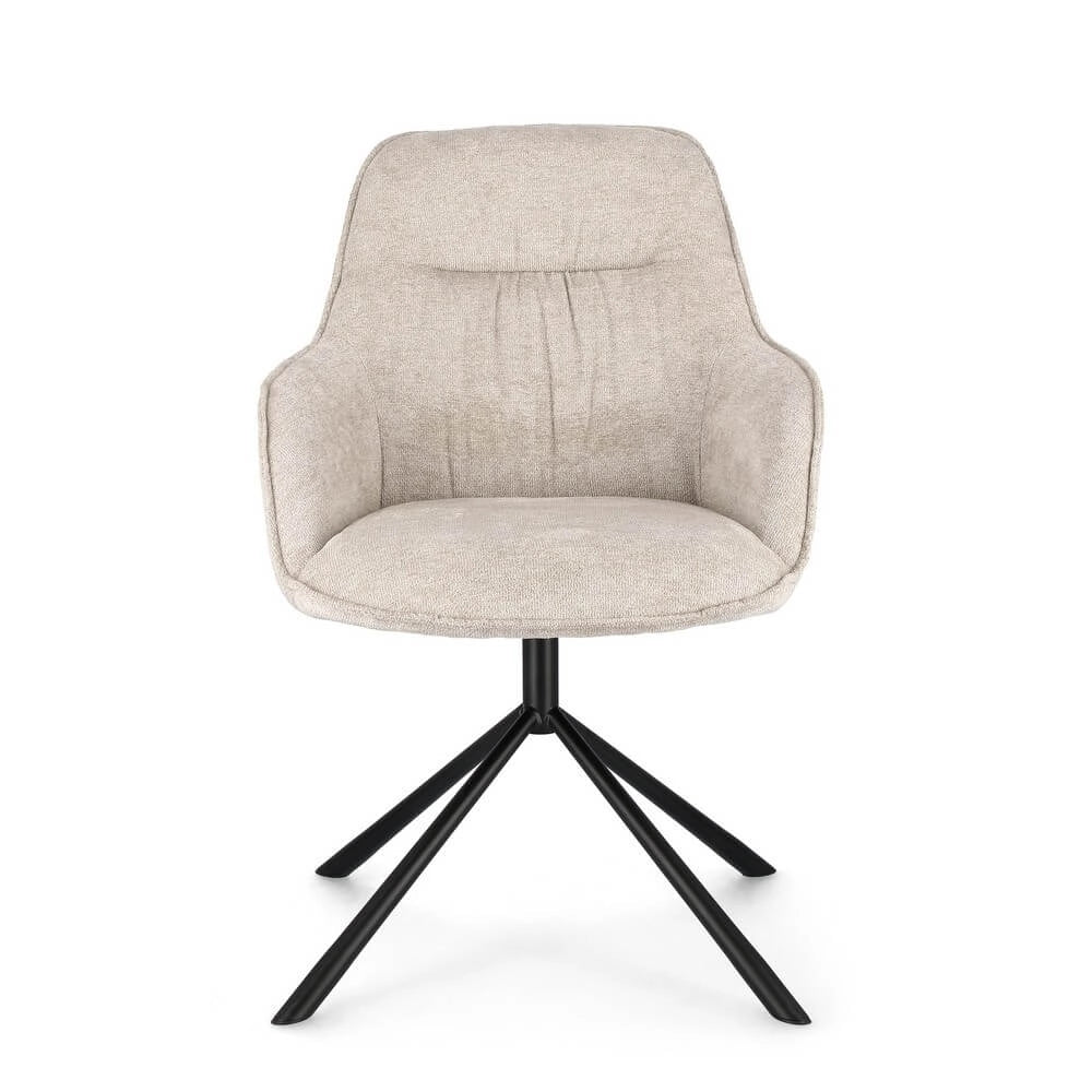 Set di 2 Poltrone Imbottite in Tessuto con Braccioli e Gambe in Acciaio - EFFORTLESS