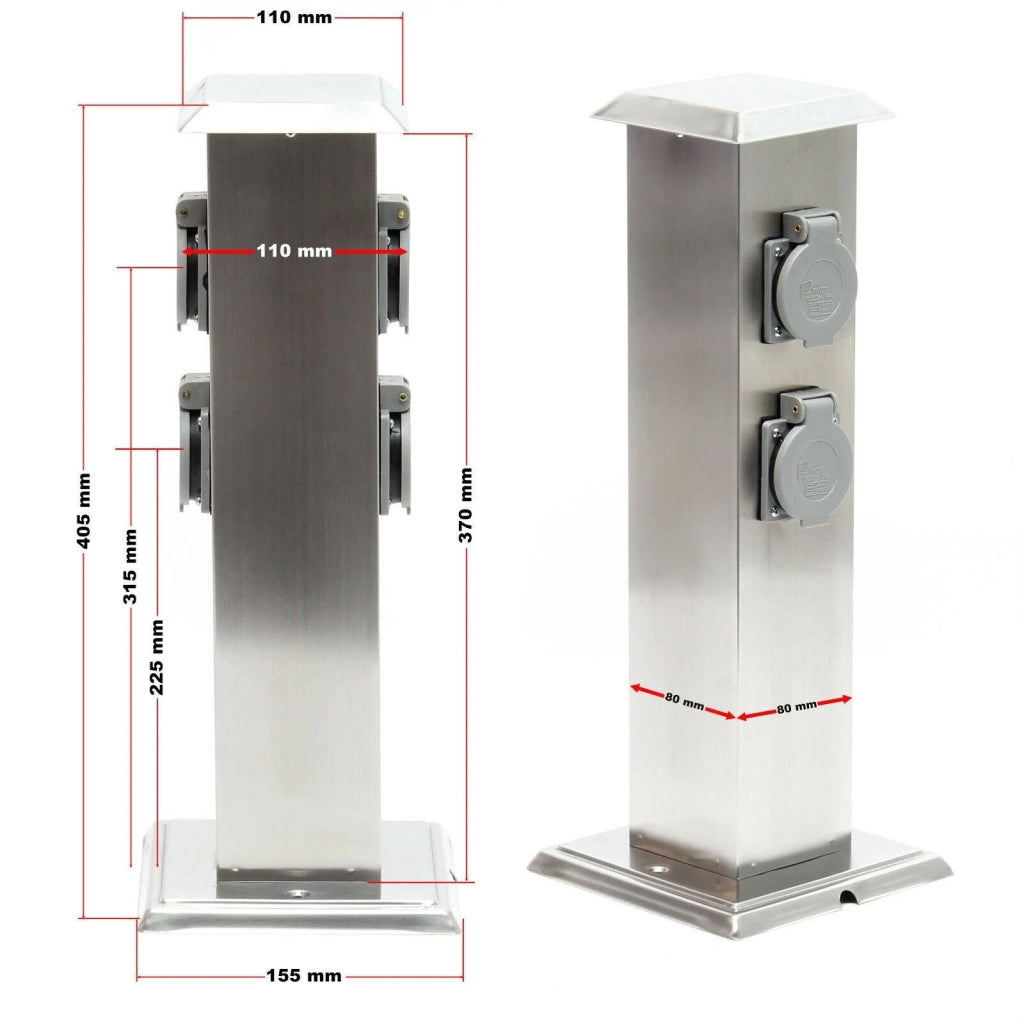 Colonna di alimentazione con 4 prese elettriche esterne acciaio raffinato IP44 16_0002282