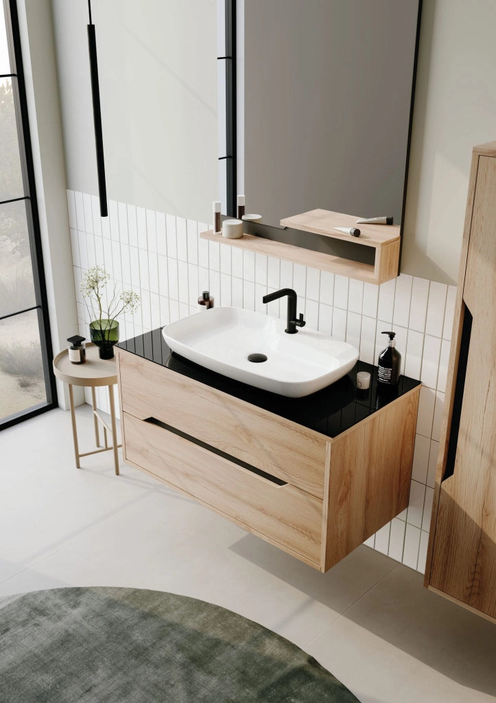 Specchio decorativo in legno "Galia 80" - 60 x 14 x 100 cm - Rovere