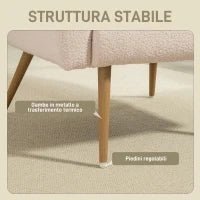 Poltrona per Salotto Moderna in Tessuto Teddy con Cuscino Lombare Sfoderabile, 77x77x83 cm, Beige