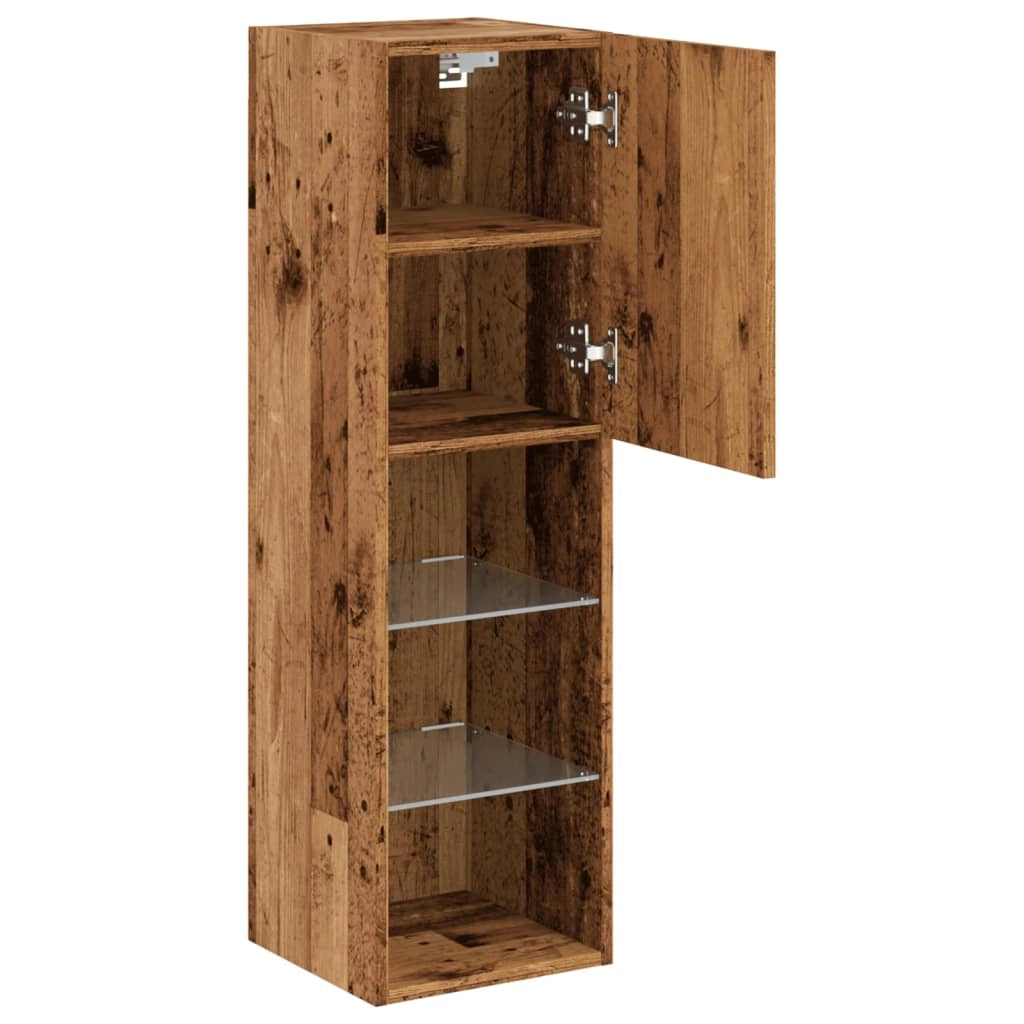 Mobile TV multimediale scaffale TV credenza mobile TV per sala da pranzo soggiorno camera da letto con luci a LED legno invecchiato 30,5 x 30 x 102 cm marrone 02_0026835