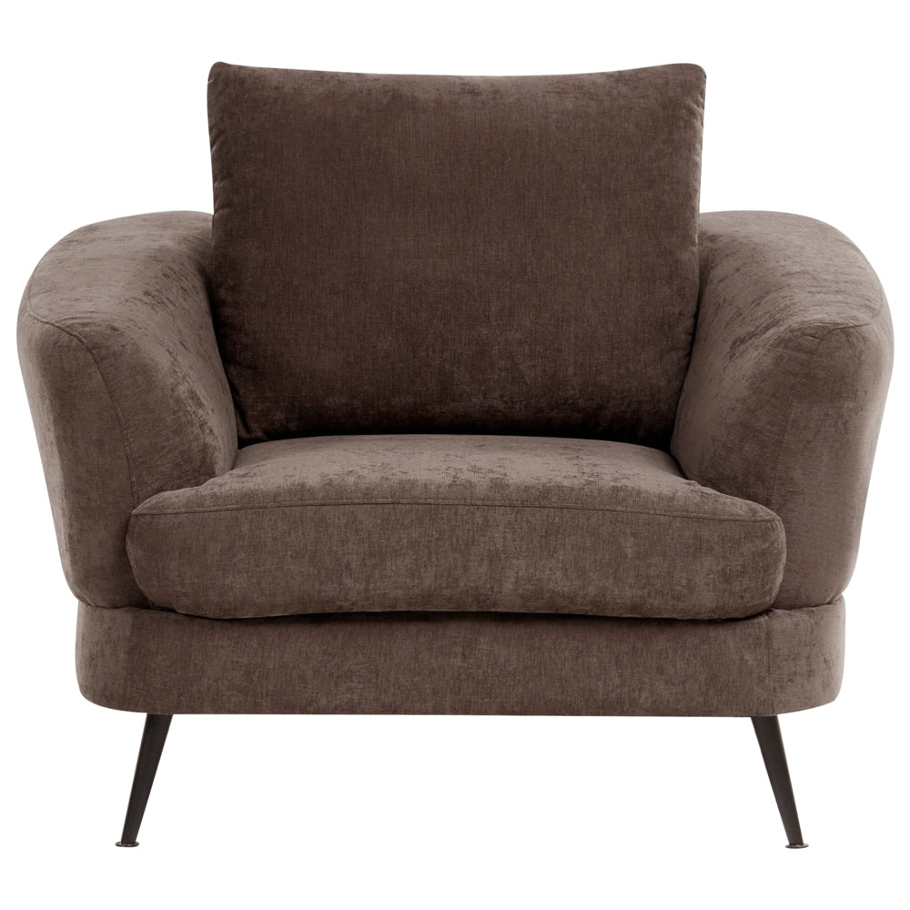 Set divano 3 posti Rivestimento in ciniglia marrone scuro Gambe in ferro con braccioli Soggiorno Stile moderno