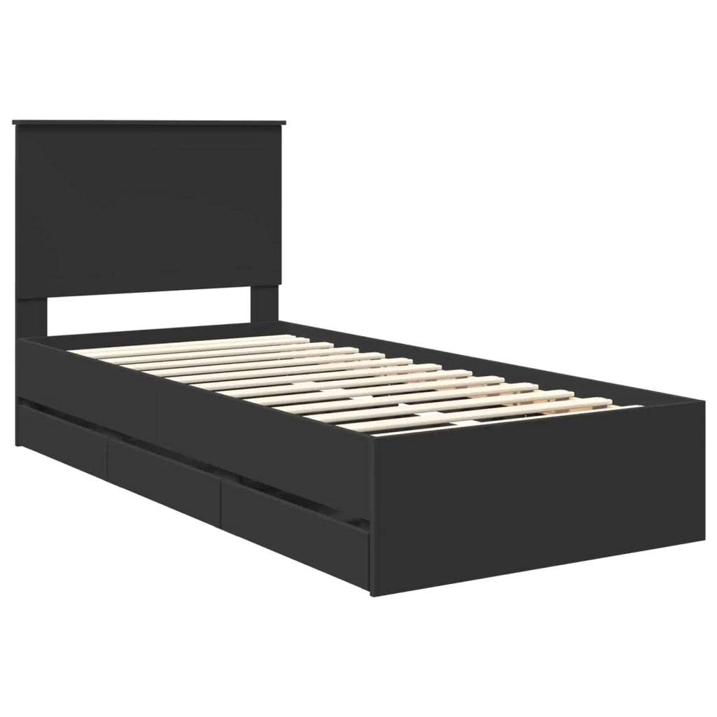 Letto singolo | Letto per adulti | Struttura del letto Nero 90 x 190 cm Legno Ingegnerizzato