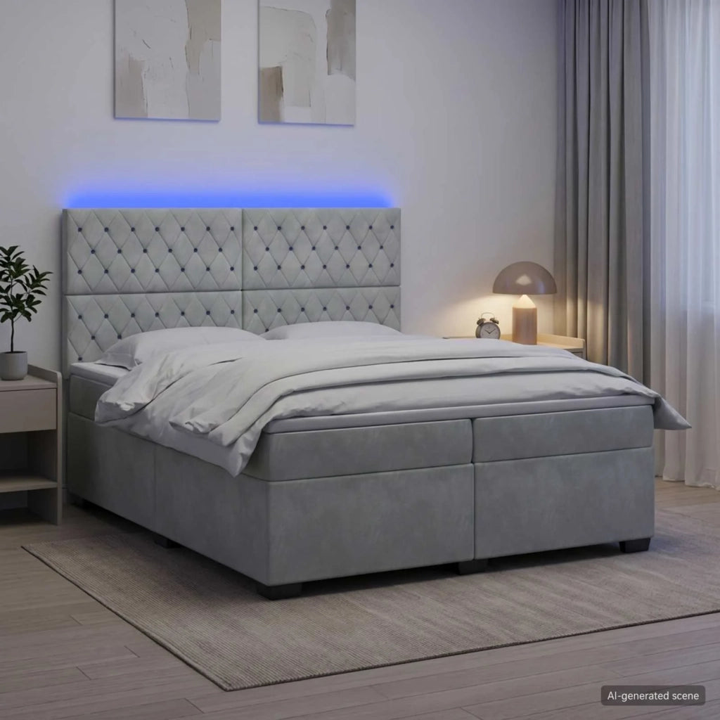 Letto box spring con materasso Grigio Chiaro 200 x 200 cm 3455168