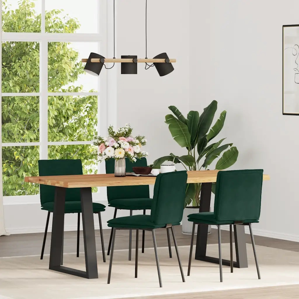Sedie da Pranzo 4 pz Verde Scuro in Velluto