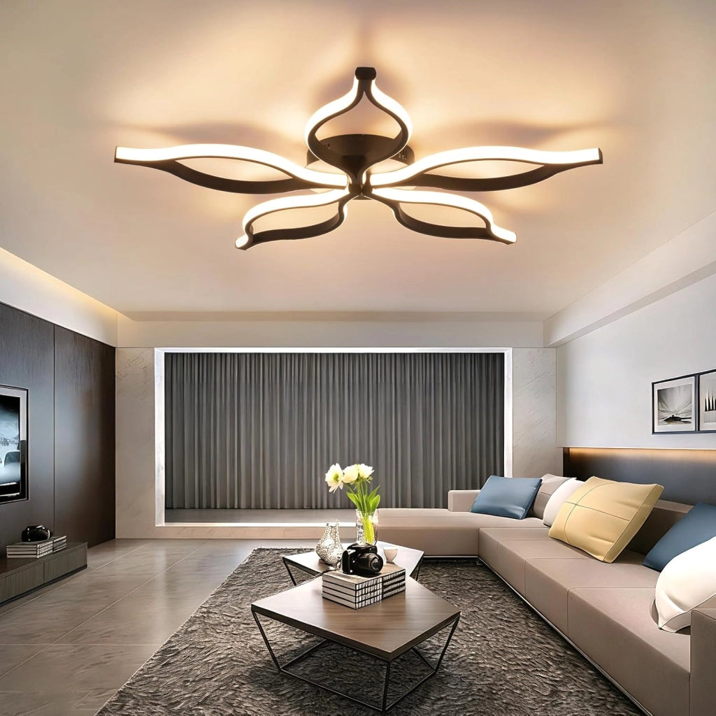 ZMH Plafoniera LED Nera 80 cm 75W Moderna per Soggiorno con Telecomando e Regolazione Luminosità per Camera da Letto