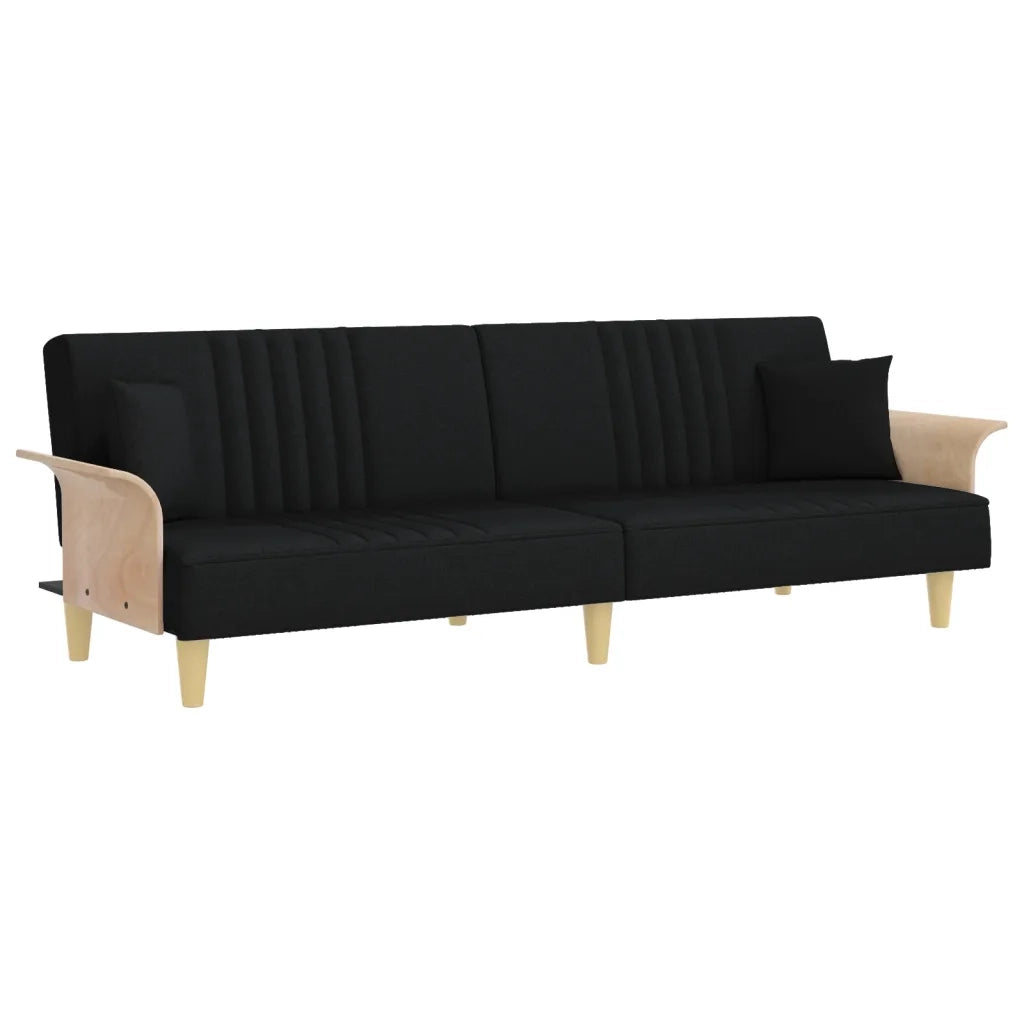 Divano Letto con Braccioli Nero in Tessuto 351889