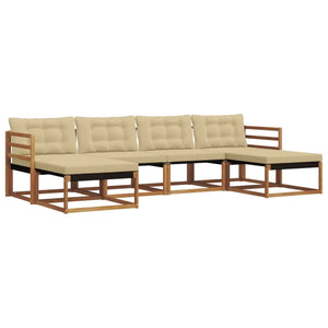 Set di divani da esterno con cuscino 6 pcs Naturale e Beige 3369712