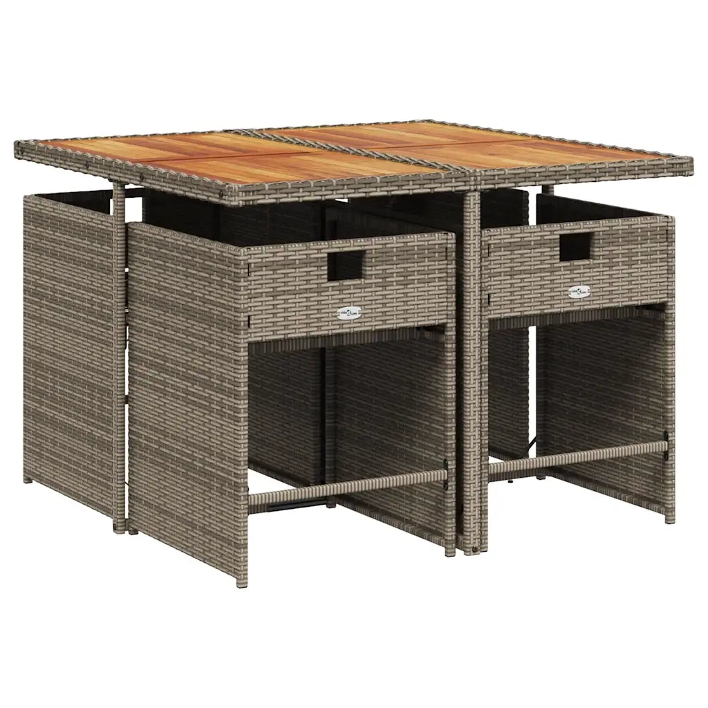 Set da Pranzo da Giardino 5 pz | Set Salotto da Giardino con Cuscini in Polyrattan Grigio