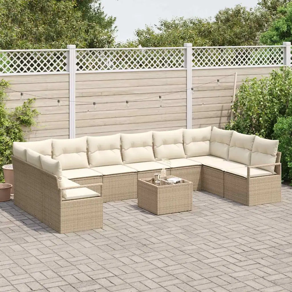 Set Divano da Giardino 11 pcs Beige e Crema polyrattan 3355240