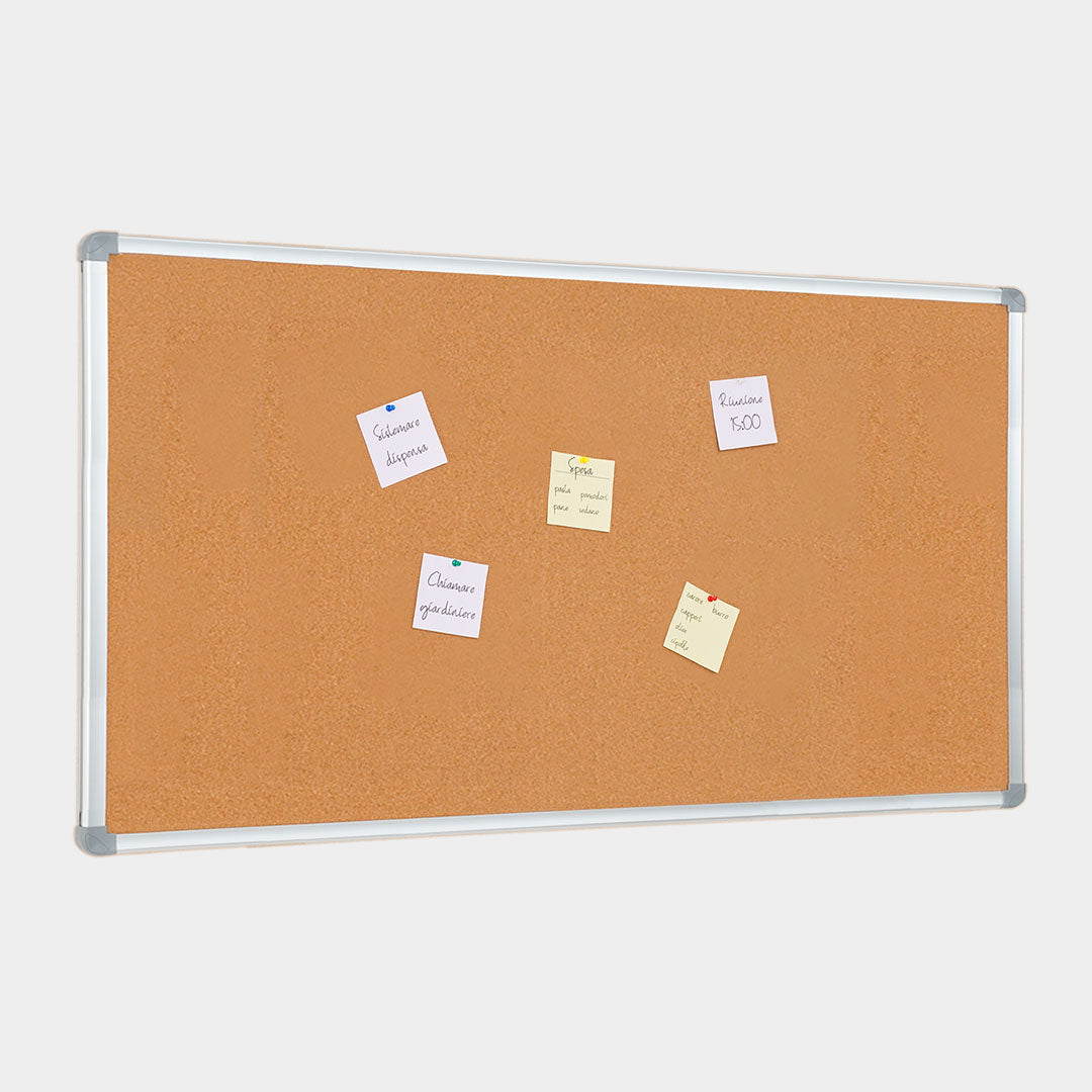 Lavagna con Fondo in Sughero 150x100 cm in Alluminio Silver