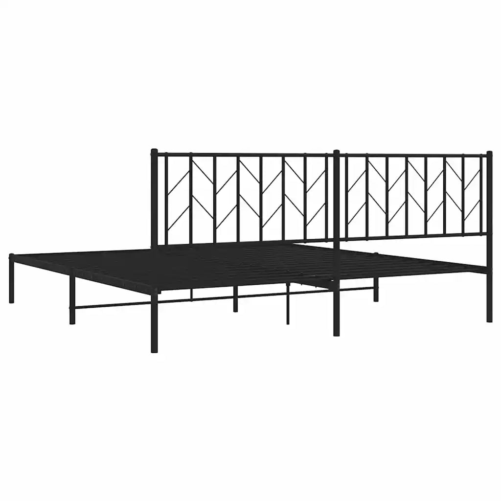 Giroletto con Testiera-Struttura Letto con testiera in Metallo Nero 193x203 cm 828203