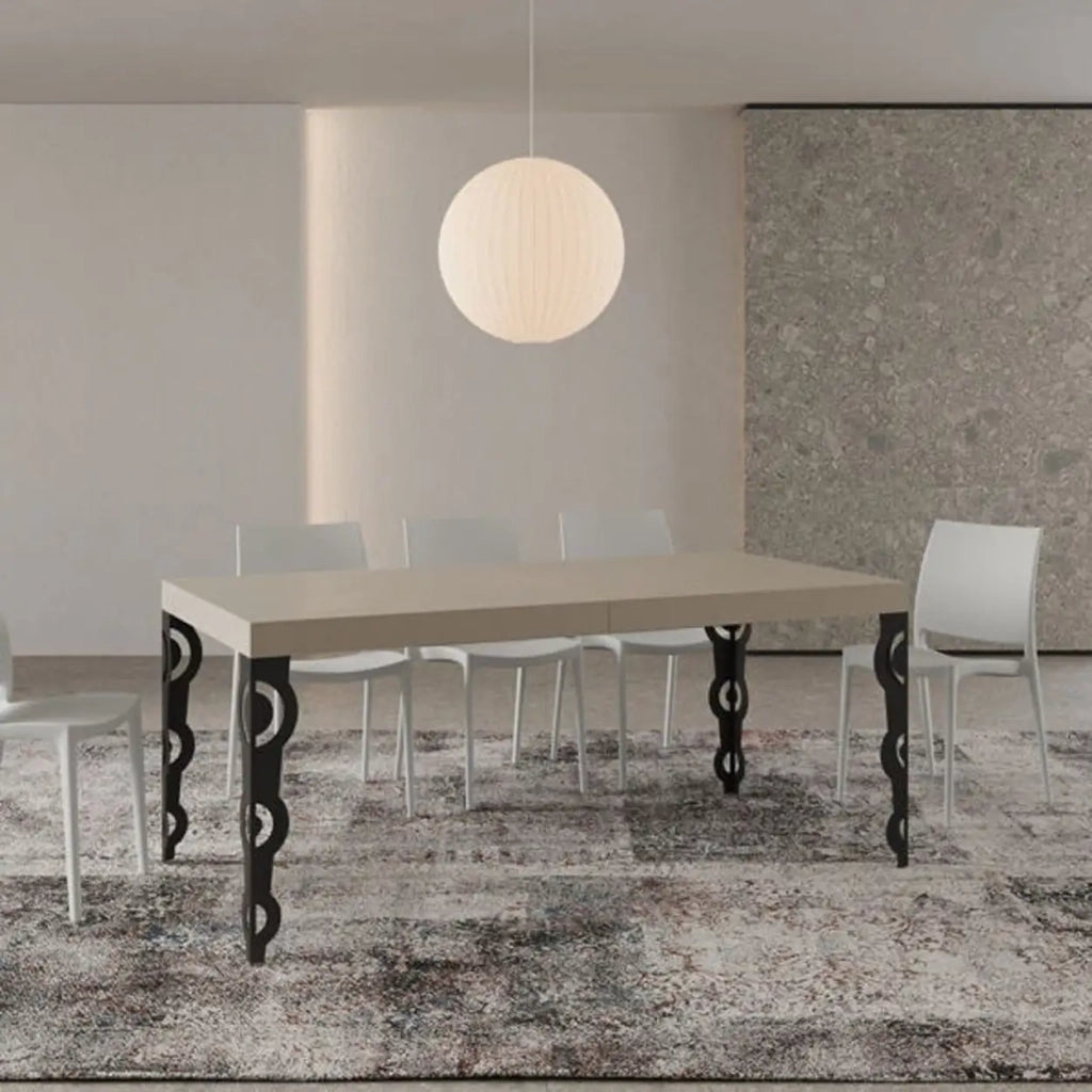 Tavolo allungabile 200/460x90 cm Karamay cashmere gambe antracite