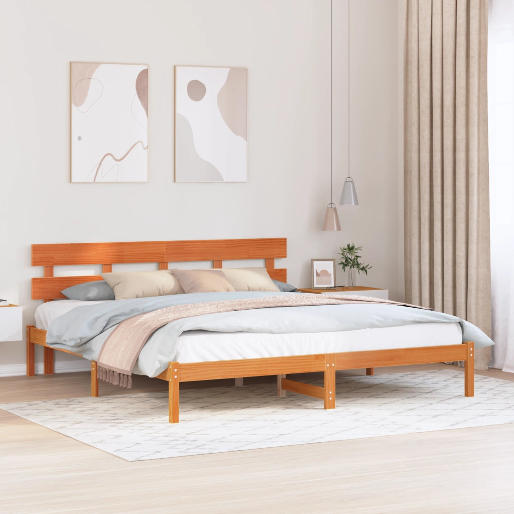 Struttura Letto in Pino Marrone Cerato Marrone Cerato Legno Massello di Pino