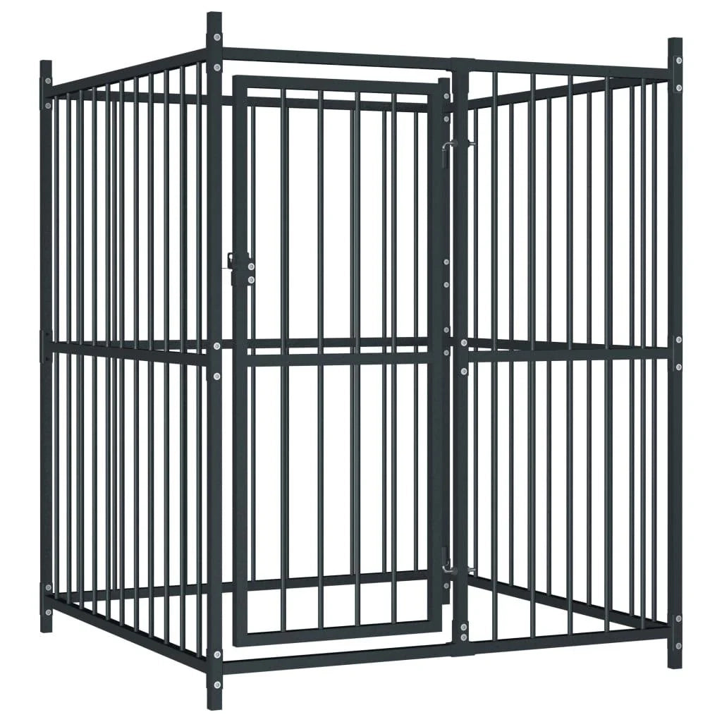 Recinto per animali da esterno per cani 120 x 120 x 150 cm nero 02_0000461