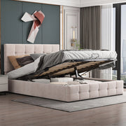 Letto imbottito 140x200 - Xylo - Colore crema bianco, con contenitore idraulico