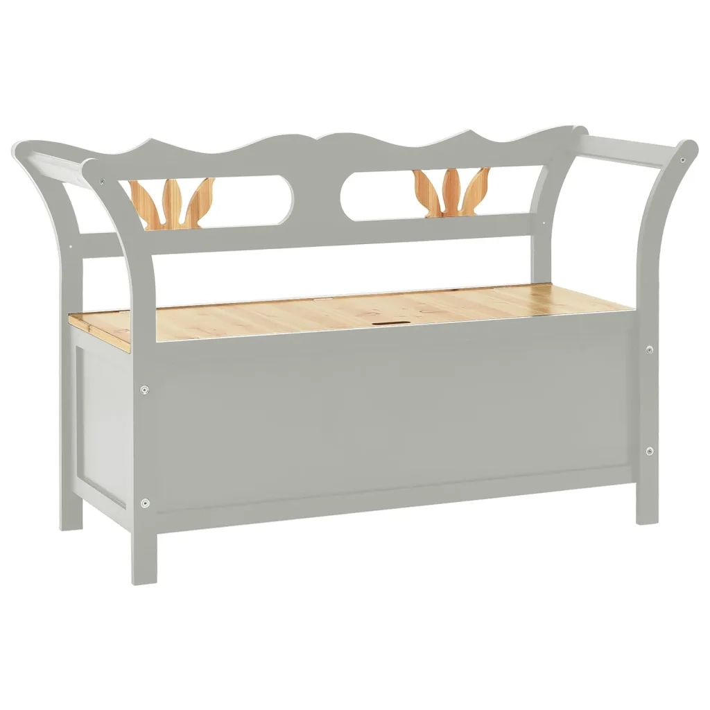 Panca Grigia 107x45x75,5 cm Legno Massello di Abetecod mxl 81382