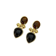 Orecchini vintage a goccia in ambra, stile francese.