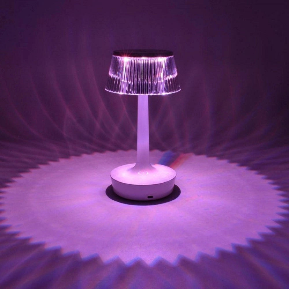Trade Shop - Lampada Da Tavolo In Cristallo Decorativa Con Led Rgb Touch Bianco 5v Q-tl153 -