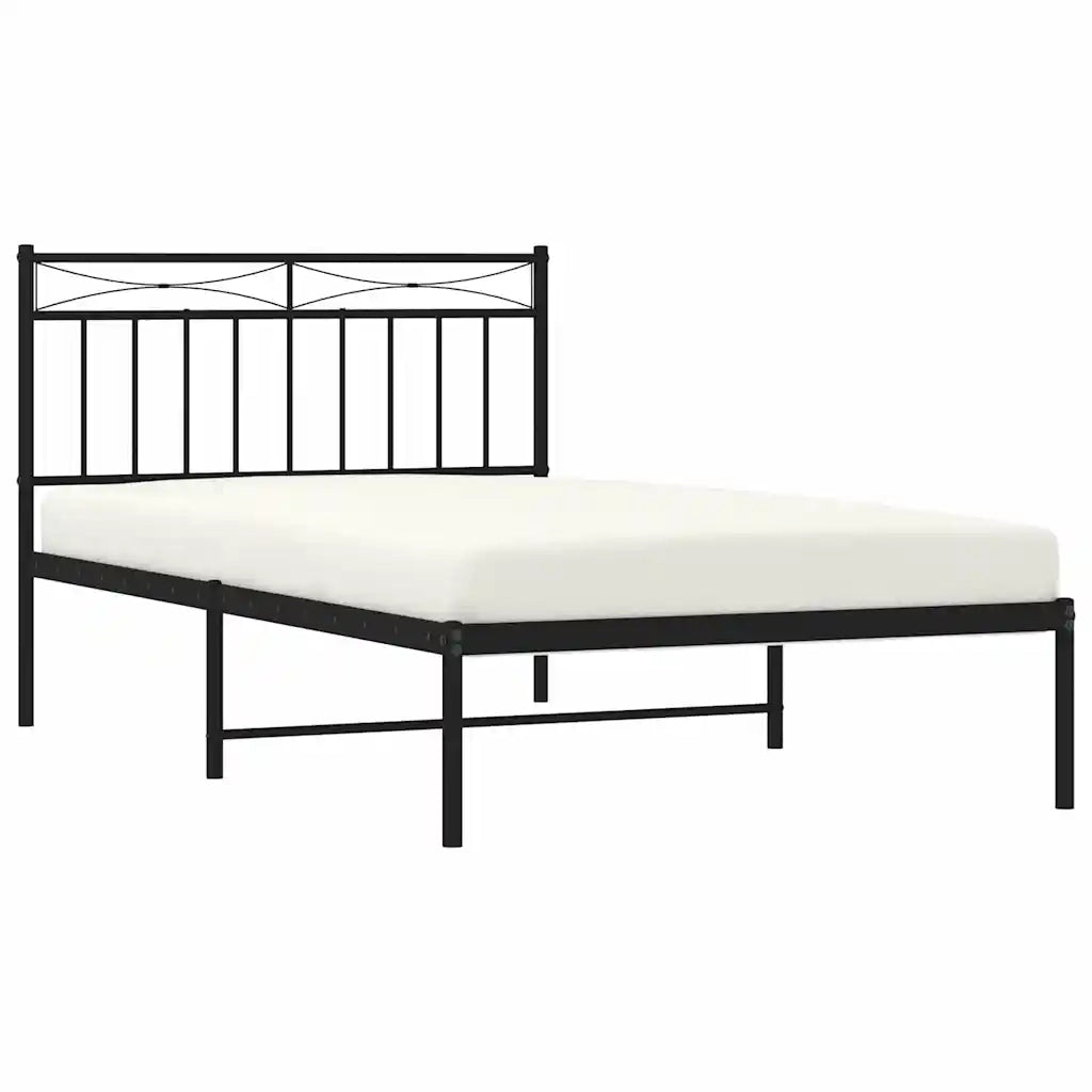 Giroletto con Testiera Metallo Nero 100x200 cm 373686