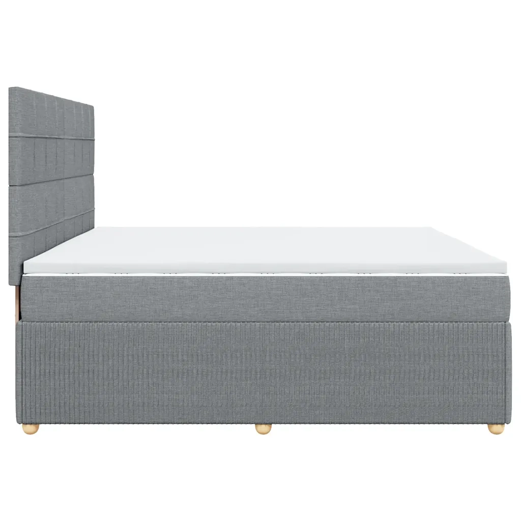 Giroletto a Molle con Materasso Grigio Chiaro 200x200cm Tessuto