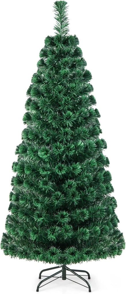 Albero di Natale Illuminato Albero di Abete Artificiale, con Fibra Ottica Cambia Colore, Verde (180cm)