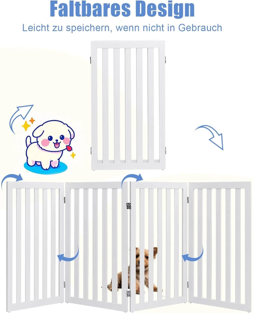 Barriera di sicurezza per cani, recinto per scale e porte pieghevoli, piedini antiscivolo, per cani e gatti, di piccole e medie dimensioni, per scale, porta, bianco (4 x 89 x 50 cm)