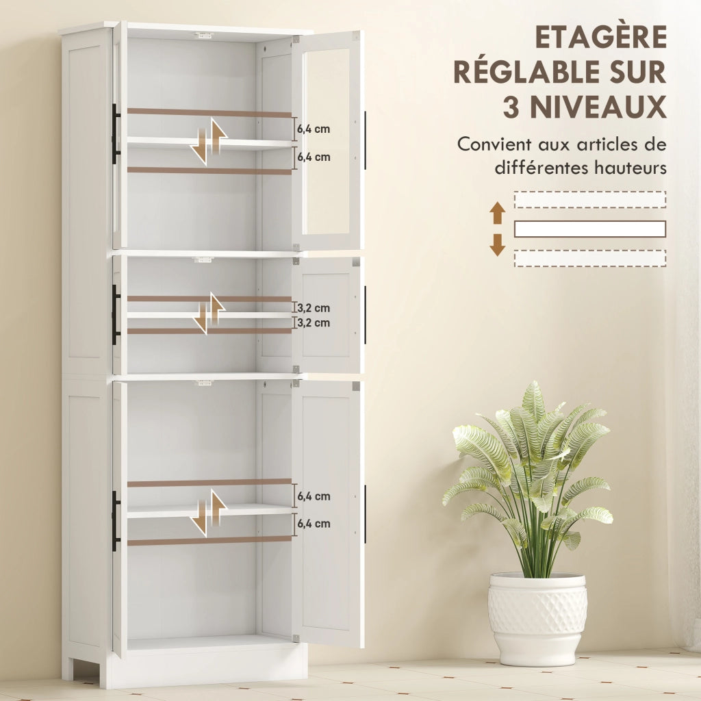 Mobile bagno 6 ante con ripiani regolabili ¨C zephmum ¨C 60x30x170 bianco