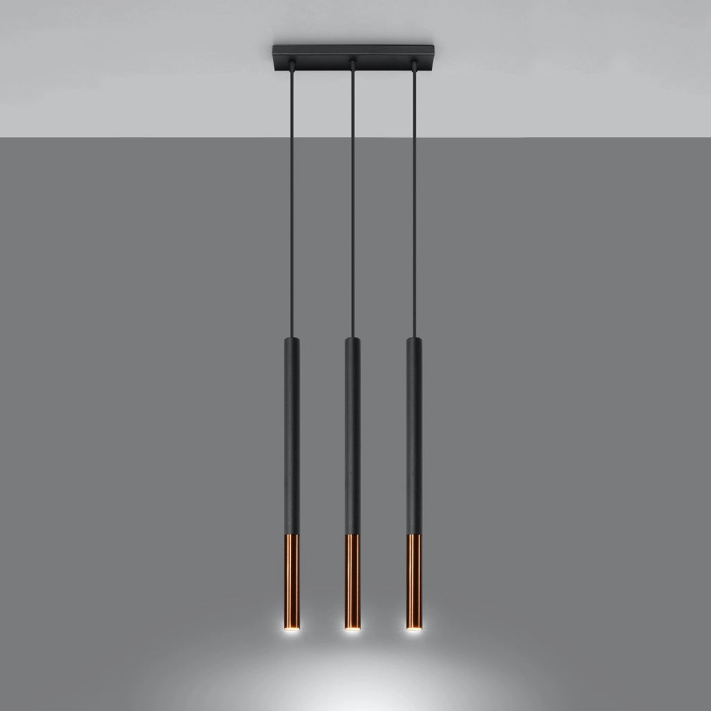 Lampada moderna in tubo di acciaio Mozaica Ocean Green, rame nero, 3xG9 LED
