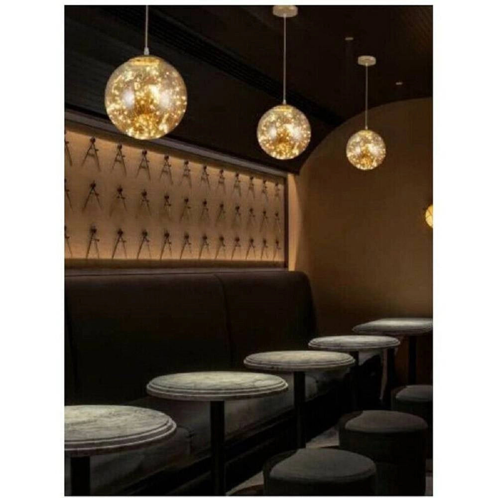 Trade Shop - Lampadario Led 10w Sfera Effetto Cielo Stellato In Vetro A Luce 7500k 3000k A47 - -bianco Caldo      -