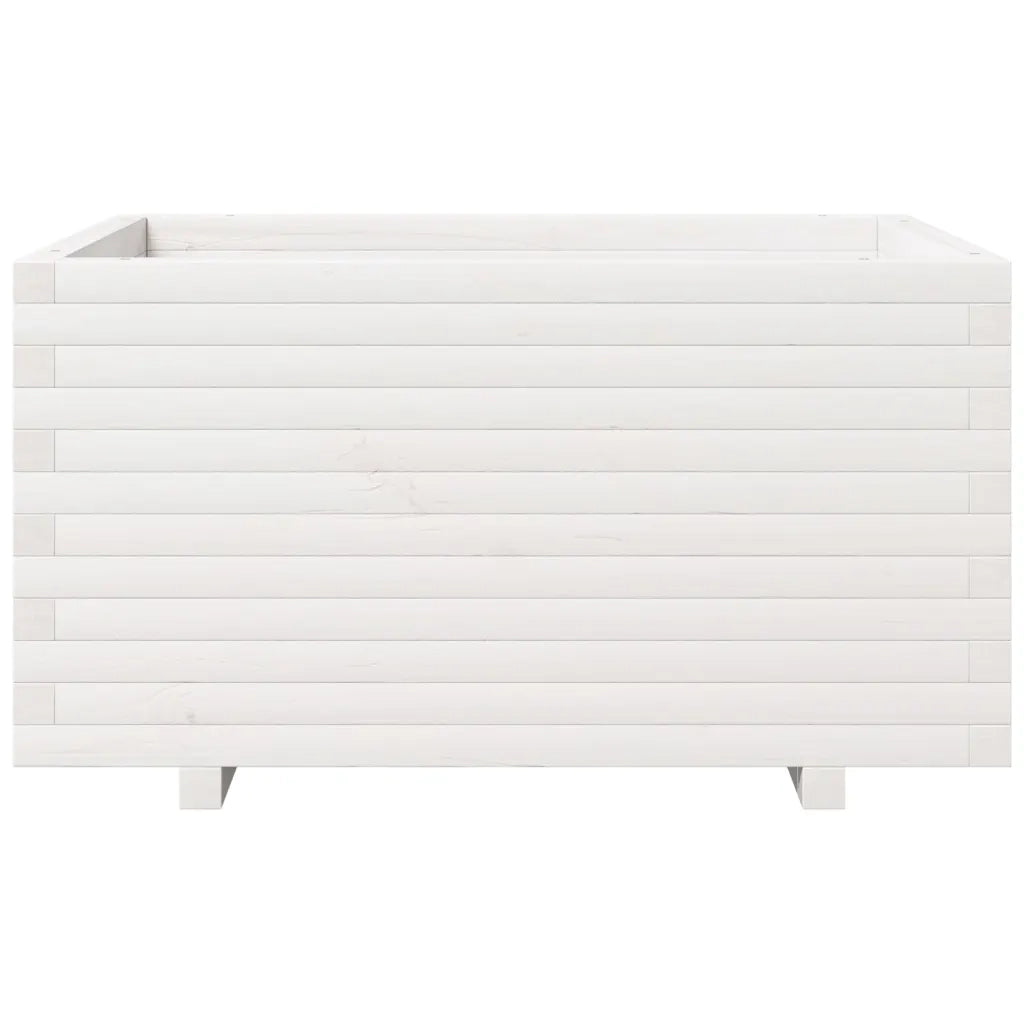 Fioriera da Giardino Bianca 90x60x49,5cm Legno Massello di Pino