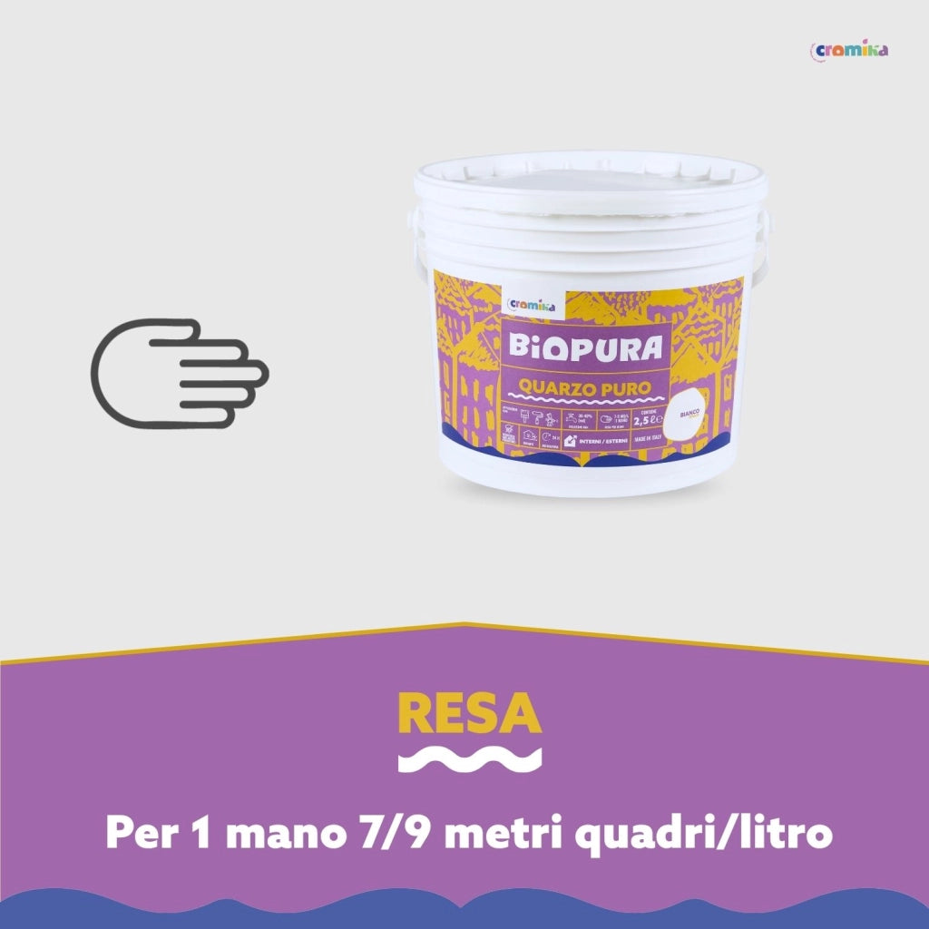 Pittura murale quarzo puro interni esterni finitura opaca linea biopura cromika *** formato 2.5 lt, confezione 1