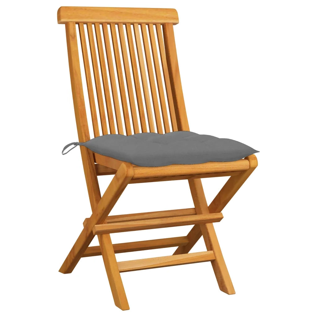Sedie da Giardino con Cuscini Grigi 2 pz in Massello di Teak 3062476